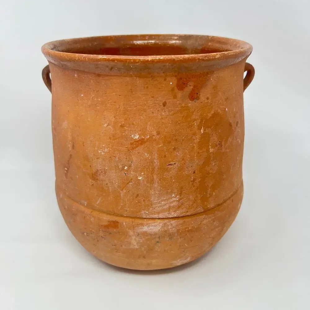 Antique Greek Terracotta Olive Oil Pot Pithari Jar Signed Ophrisi Crock 9 Inches